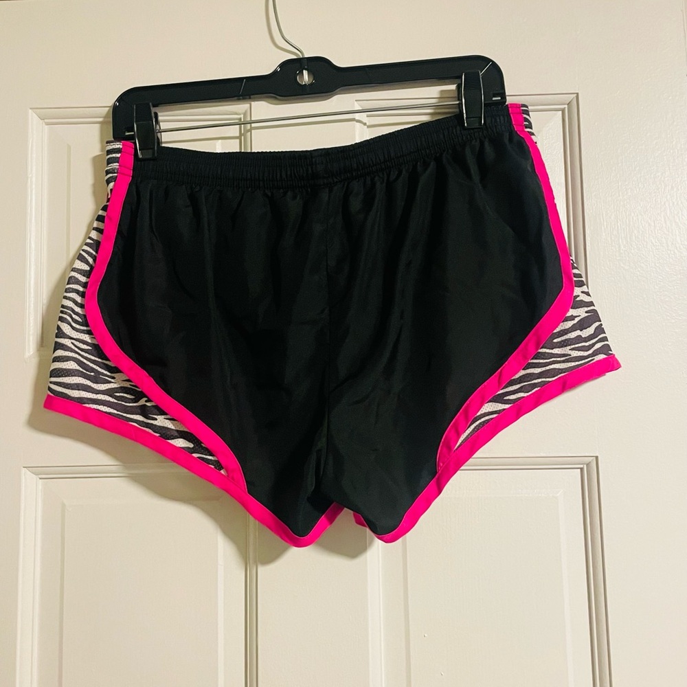 Black and pink zebra print athletic shorts. Size medium